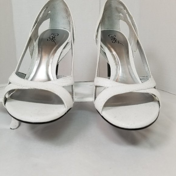 CARLOS SANTANA Speckled White Crackled Heels, Size 8.5M - Picture 6 of 11